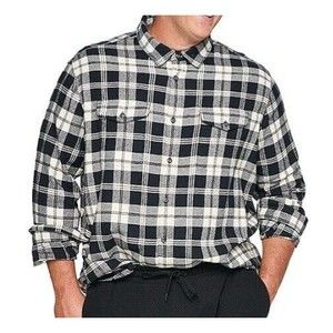 NWT Men's Sonoma Supersoft Flannel Shirt Size 1XB Black plaid Big & Tall